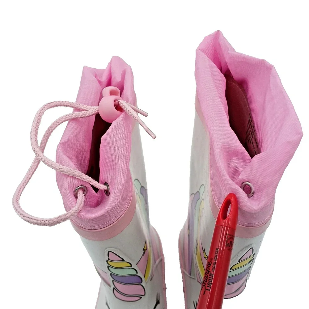Unicorn Rain Boots Youth Girls Size 2 Pink‎ Pull-On Unicorn Rubber Boots